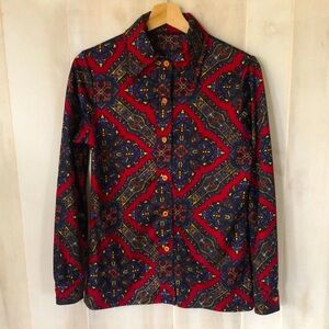 Groovy 1960s colorful button down top